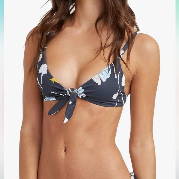NWT RVCA | Junior's Standard Rylie Knot Bikini TOP Iron L - Picture 1 of 6
